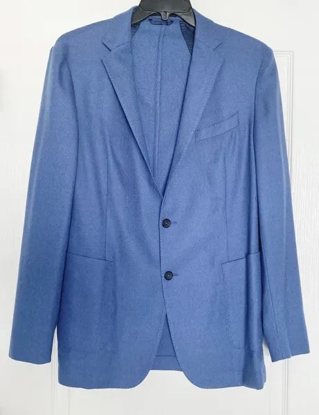 HUGO BOSS Небесно-голубой джинсовый саржевый шерстяной пиджак без подкладки Пиджак Пиджак 42 л
