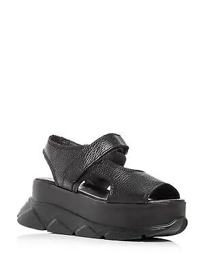 JOSHUAS Женские черные кожаные сандалии на танкетке с открытым носком и платформой Spice, размер 2-1/2 дюйма 41