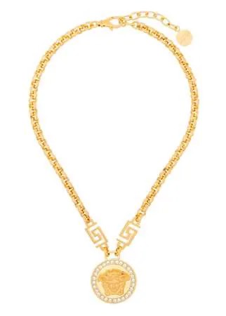 Versace колье Icon с подвеской Medusa и кристаллами