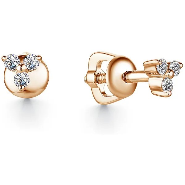 Серьги женские из золота АЛЬКОР 23262-100, бриллиант