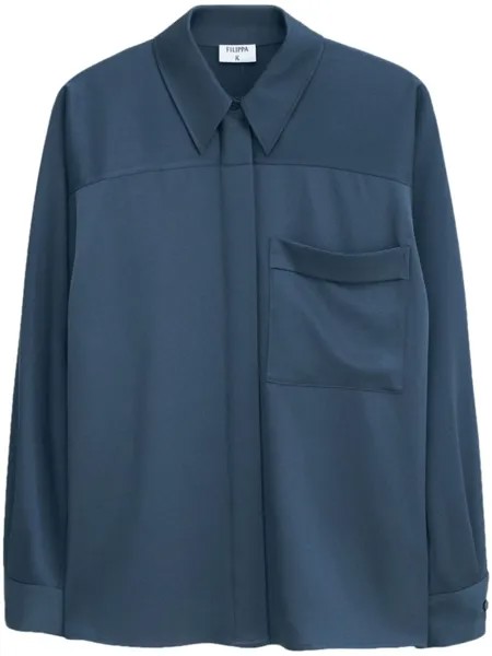 Filippa K блузка Shiny с накладным карманом, синий