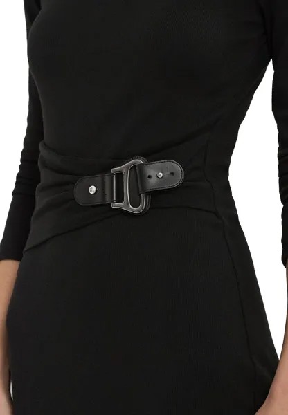 Повседневное платье BUCKLE-TRIM COTTON-BLEND KNIT MIDI DRESS Ralph Lauren, черный