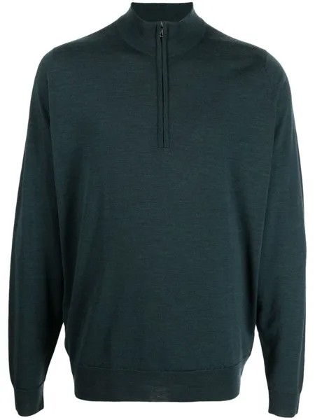 John Smedley джемпер тонкой вязки на молнии, зеленый