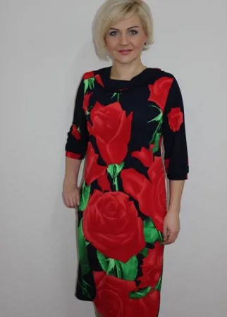 Платье трикотажное Розалинда (красные розы) рр
