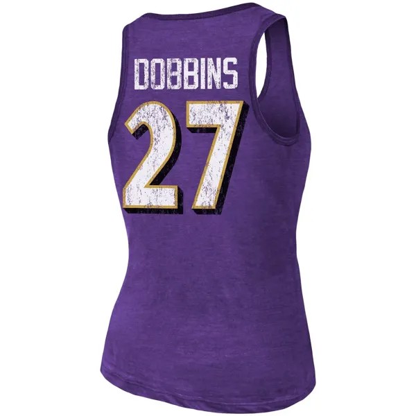 Женские нитки Majestic J.K. Фиолетовая майка Dobbins Heathered Baltimore Ravens с именем и номером, состоящая из трех смесей Majestic