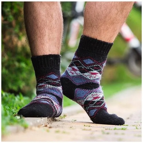 Носки Бабушкины носки, размер 41-43, черный, белый, серый, синий, красный