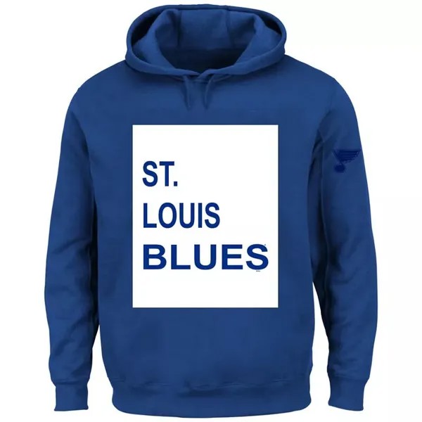 Однотонный пуловер с капюшоном NHL Big & Tall St. Louis Blues Square Royal Royal