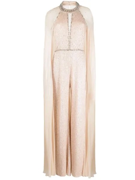 Jenny Packham комбинезон-кейп Mariella, нейтральный цвет