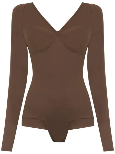 Amir Slama long sleeved bodysuit, коричневый