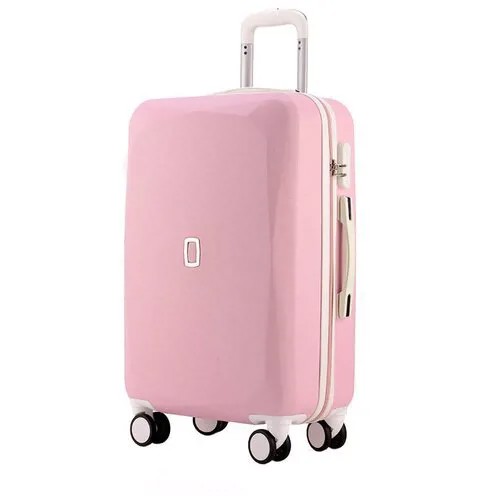 Женский чемодан на колесах розового цвета