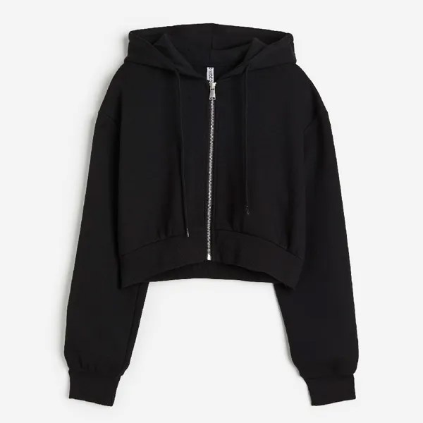 Толстовка H&M Short Hooded Sweatshirt, черный