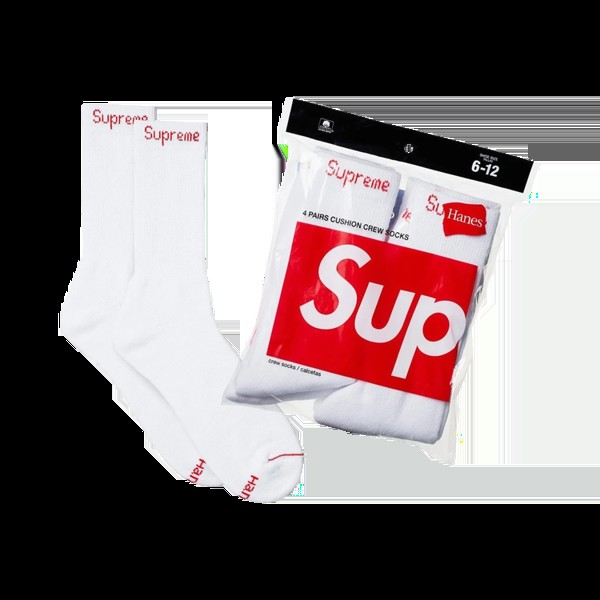 Носки Supreme x Hanes Crew Socks (4 Pack), белый