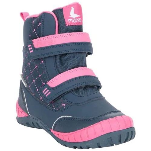 Ботинки Mursu, зимние, на липучках, мембранные, размер 30, синий, розовый