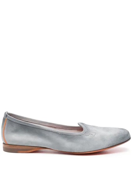 Замшевые тапочки с вышитым логотипом Santoni, синий