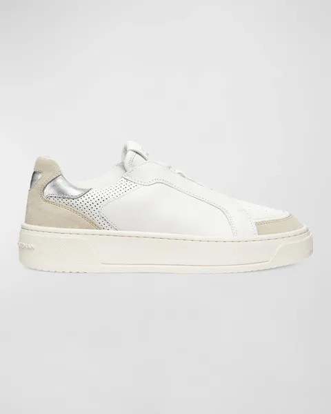 Низкие кеды Courtside из смешанной кожи в стиле ретро Stuart Weitzman, цвет Light Beige/White/Silver