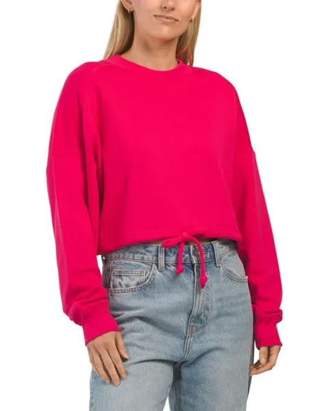 Укороченный махровый свитшот с шнурком Rebecca Taylor, цвет Fuschia