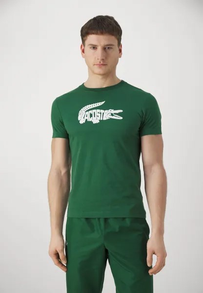 Футболка с принтом Printed Sports T-Shirt Lacoste, цвет green/white