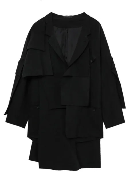 Многослойное пальто с вырезами Yohji Yamamoto, черный