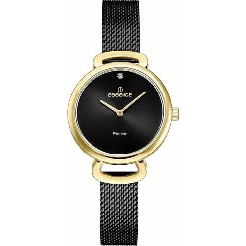 Наручные часы ESSENCE Часы наручные женские Essence D1122.150 Гарантия 1 Год, золотой, черный