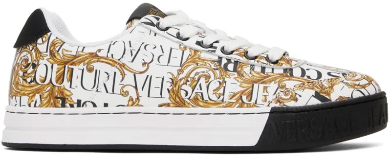 Бело-золотые кроссовки Court 88 Versace Jeans Couture