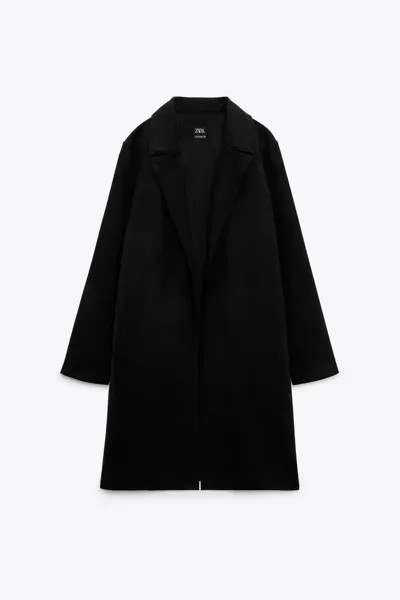 Пальто Zara Faux suede, черный