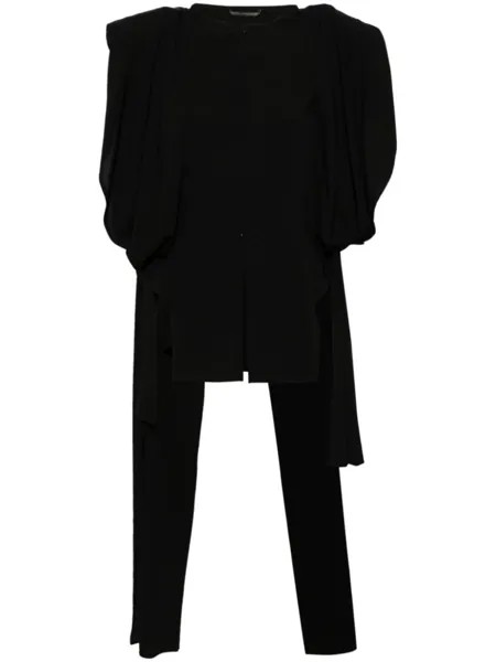 Асимметричная блузка с пышными рукавами Yohji Yamamoto, черный