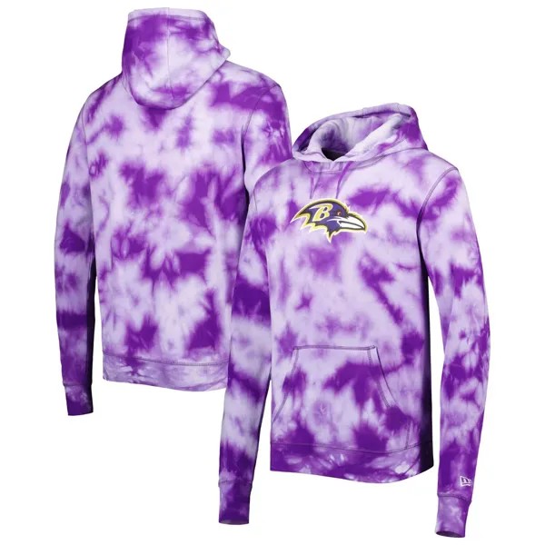 Мужской фиолетовый пуловер с капюшоном Baltimore Ravens Team Tie Dye New Era