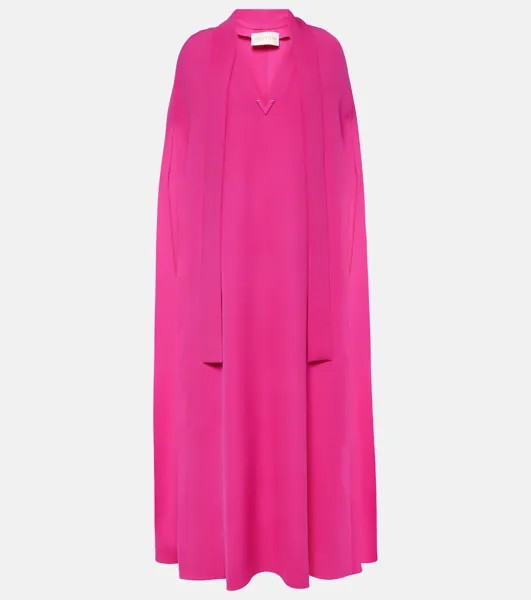 Шелковое платье макси vgold с накидкой Valentino, розовый