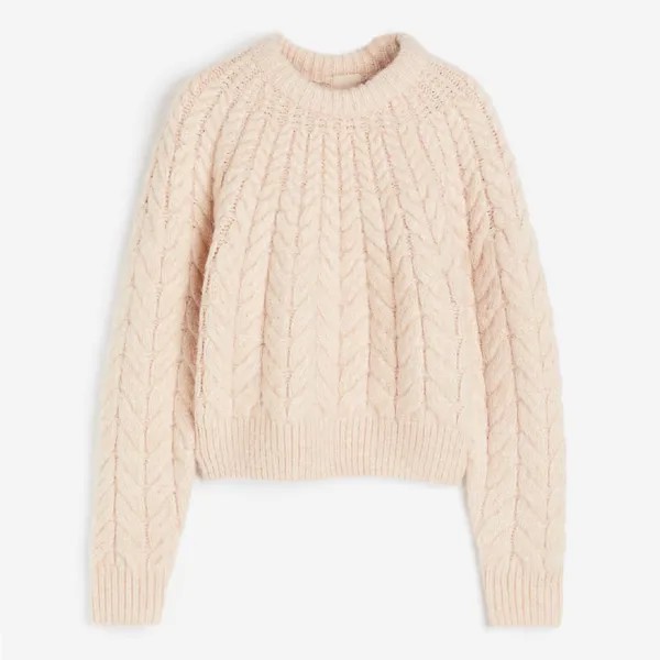 Свитер H&M Cable-knit, светло-розовый