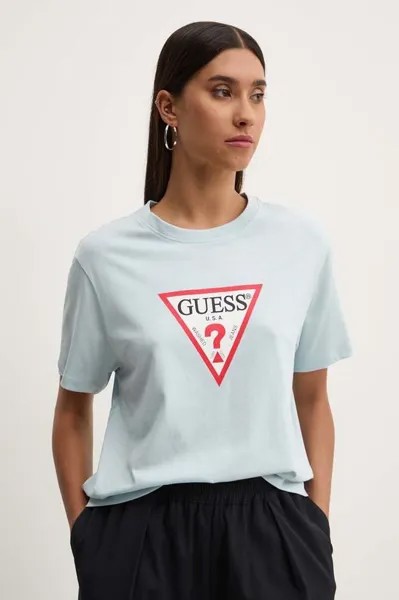 Хлопковая футболка Guess Jeans, синий