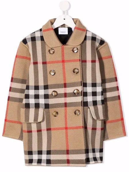 Burberry Kids check-print jacquard-woven coat