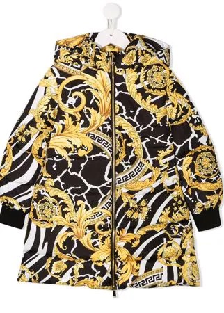 Versace Kids пуховик с принтом Baroque