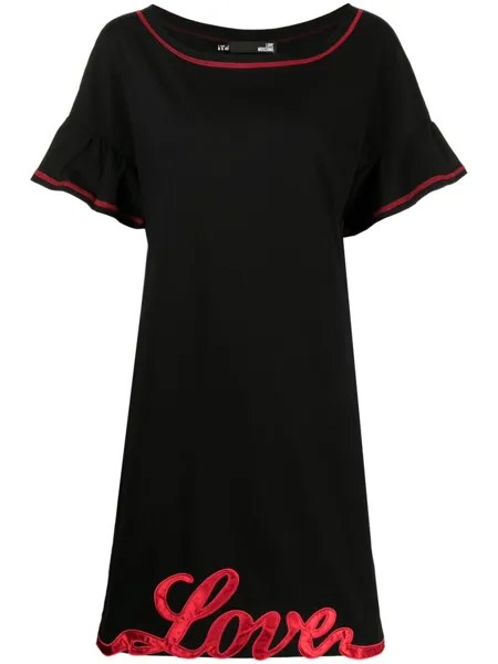 Love Moschino платье с короткими рукавами и аппликацией, черный