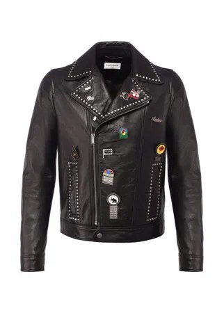 Кожаная куртка на косой молнии Saint Laurent
