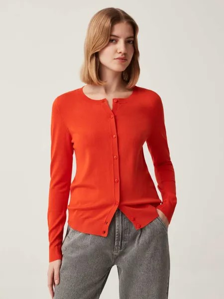 Однотонный кардиган с круглым вырезом Ovs, цвет dark orange