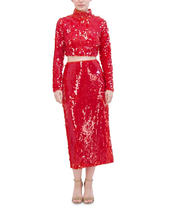 BCBGMAXAZRIA Юбка с пайетками, красный