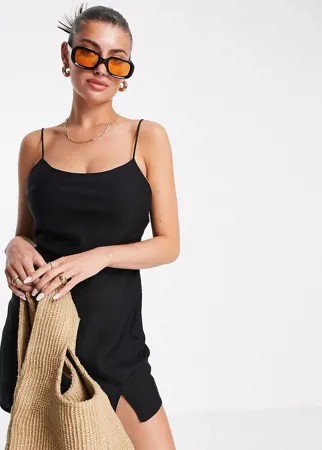 Черный сарафан-комбинация мини ASOS DESIGN-Черный цвет