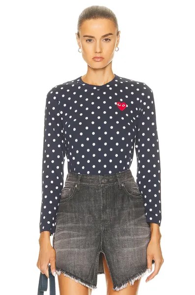 Футболка Comme des Garçons Cotton Red Emblem Dot, темно-синий