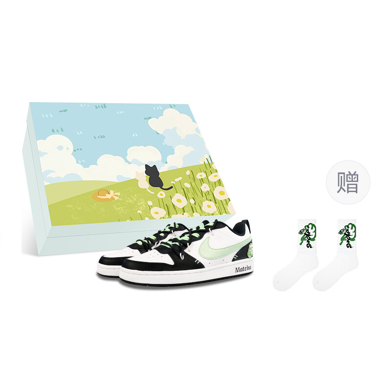 Кроссовки Nike Court Borough 2 Skateboarding Shoes Women's Low-top Black/White/Green, зеленый