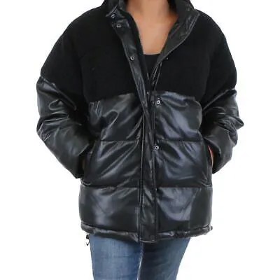 Женская черная короткая куртка-пуховик Good American из искусственной кожи 4 BHFO 2070