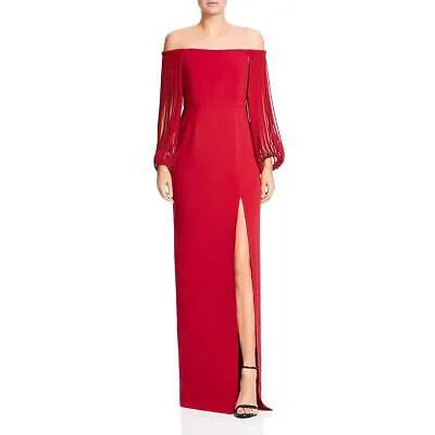 Женское красное вечернее платье с открытыми плечами Halston Heritage 2 BHFO 3764