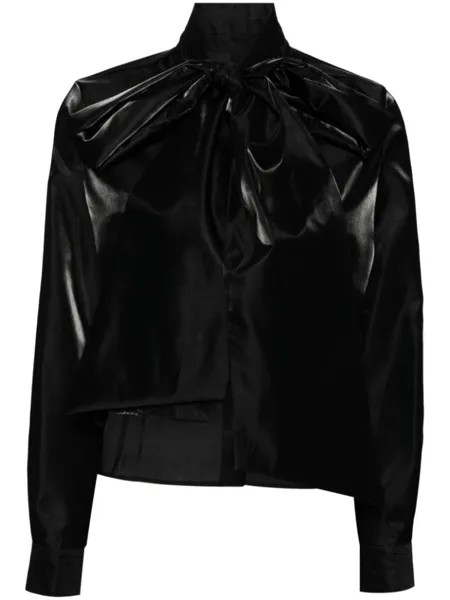 Noir Kei Ninomiya атласная рубашка с бантом, черный