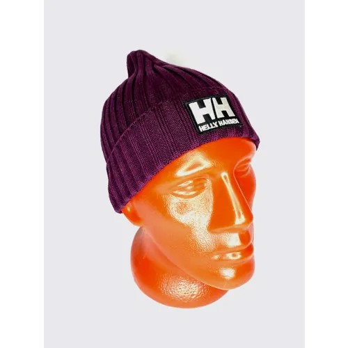Шапка бини Helly Hansen зимняя, шерсть, вязаная, размер 50/58, фиолетовый