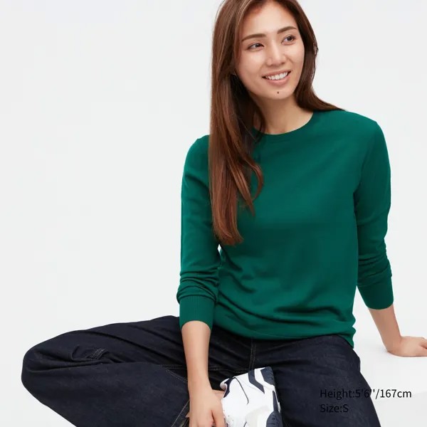 Джемпер женский UNIQLO 450509COL55 зеленый L (доставка из-за рубежа)