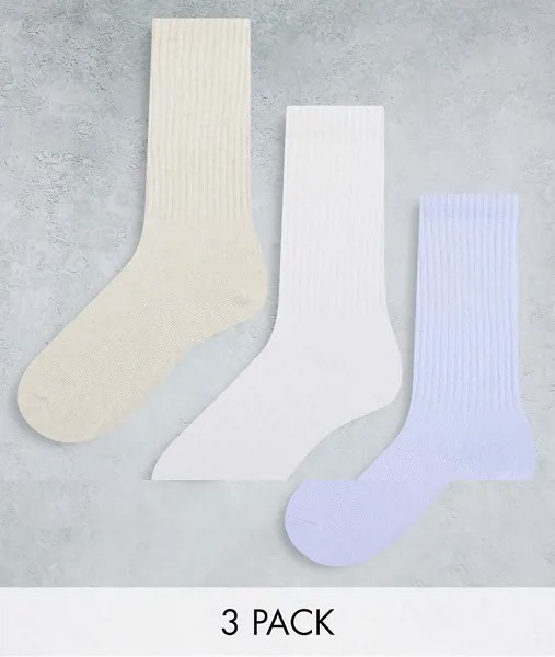 Набор из 3 пар носков из органического хлопка разных цветов Weekday Eleven-Разноцветный