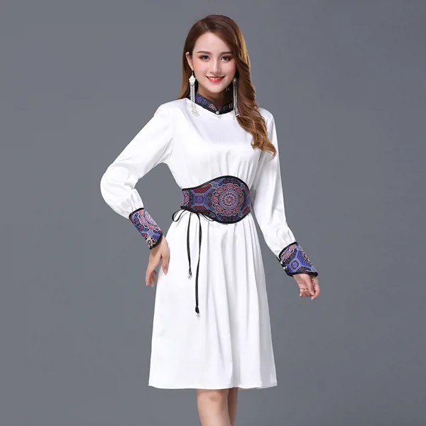 Монгольская одежда для женщин, традиционный костюм в стиле Тан, этническая одежда, элегантное восточное платье чонсам, Азиатский костюм