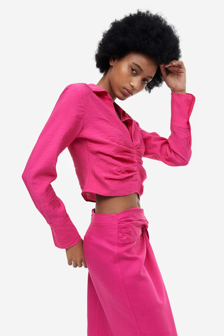 Блузка с воротником H&M, фиолетовый