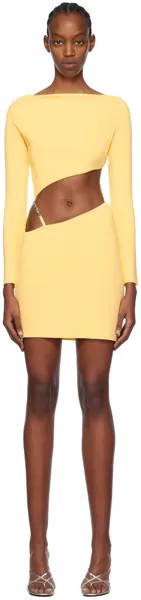 Желтое асимметричное мини-платье Gcds