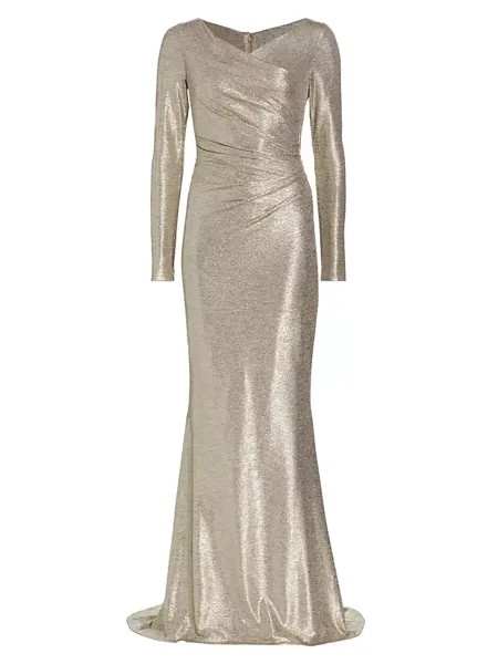 Платье металлик с длинными рукавами Talbot Runhof, цвет brass