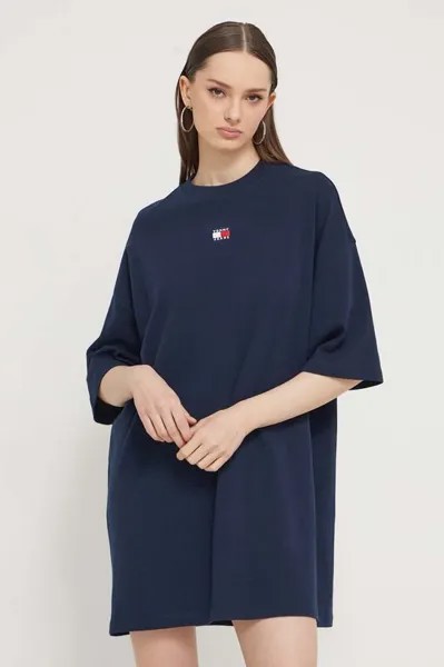 Хлопковое платье Tommy Jeans, темно-синий